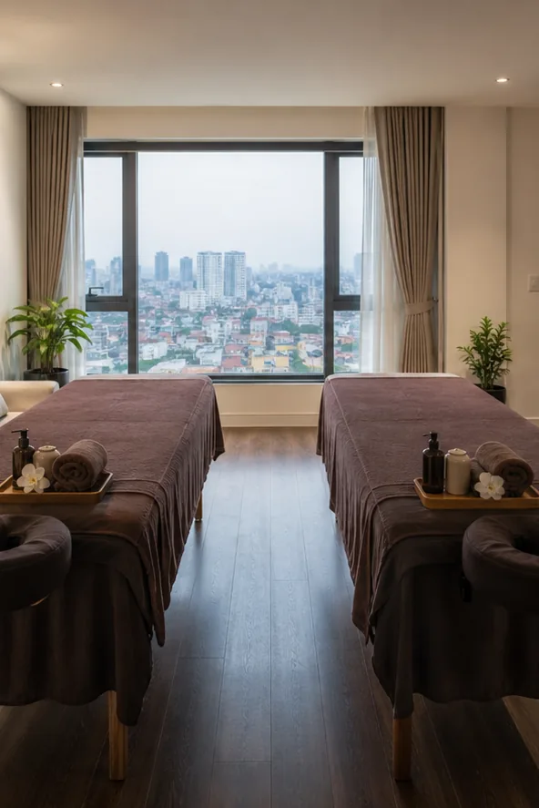 couples massage at home Hanoi fresh towels and professional hygiene supplies