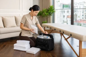Professional at-home massage service setup